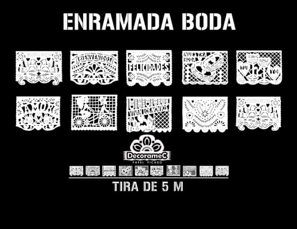 Tiras de Plástico Picado para Boda Color Blanco | DECORAMEC | Papel Picado DecorameC Huixcolotla Puebla Enramada Tira de Plastico Picado para Boda - Papel Picado Artesanal DecorameC
