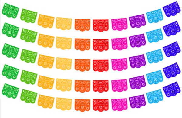 Plástico Picado Destello Multicolor para Decoración | Papel Picado DecorameC Huixcolotla Puebla plastico picado destello multicolor tira papel picado lista para colgar - Papel Picado Artesanal DecorameC