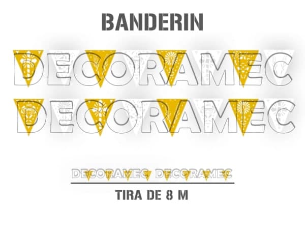 Banderín Calado Religioso Amarillo y Blanco | DECORAMEC | Papel Picado DecorameC Huixcolotla Puebla Banderin Religioso Amarillo con Blanco listo para colgar - Papel Picado Artesanal DecorameC