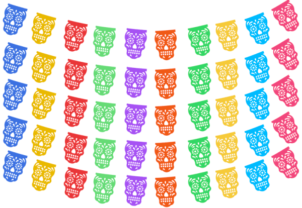 Plástico Picado de Día de Muertos con Cráneo | Resistente | Papel Picado DecorameC Huixcolotla Puebla Plastico Picado Dia de Muertos Craneo - Papel Picado Artesanal DecorameC