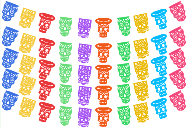 Mini Tira de Plástico Picado Día de Muertos Catrines | Papel Picado DecorameC Huixcolotla Puebla Mini Tira de Plastico Picado para Dia de Muertos Catrines Papel Picado DECORAMEC - Papel Picado Artesanal DecorameC
