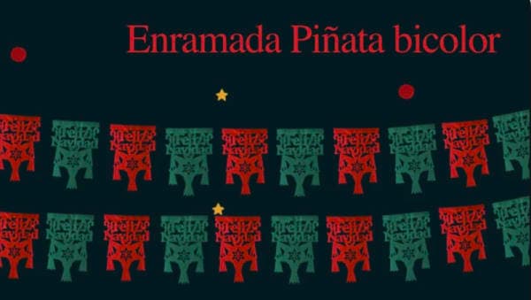 Enramada de Papel Picado Piñata Navidad | Decoramec | Papel Picado DecorameC Huixcolotla Puebla Enramada Papel Picado Piñata Navidad Bicolor - Papel Picado Artesanal DecorameC