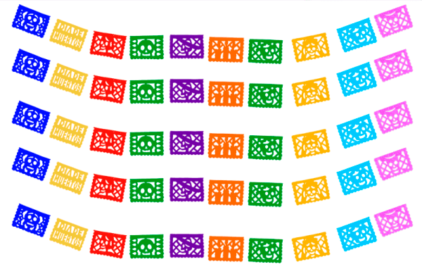 Mini Tira de Papel Picado China Día de Muertos | Papel China | Papel Picado DecorameC Huixcolotla Puebla Tira Mini Papel Picado China Enramada Dia de Muertos - Papel Picado Artesanal DecorameC