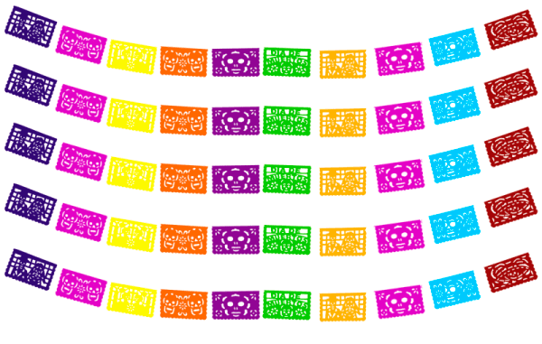 Tira de Papel Picado Día de Muertos | Papel China | Papel Seda | Papel Picado DecorameC Huixcolotla Puebla Tira de Papel Picado Dia de Muertos Papel China Enramada Lista Para envio - Papel Picado Artesanal DecorameC