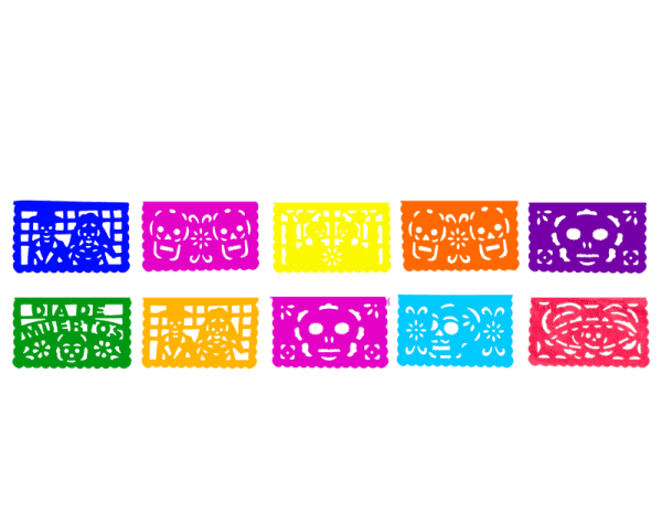 Mini Millar de Papel Picado Día de Muertos | Por Ciento | Papel Picado DecorameC Huixcolotla Puebla Mini Millar de Papel Picado Día de Muertos | Por Ciento - Papel Picado Artesanal DecorameC