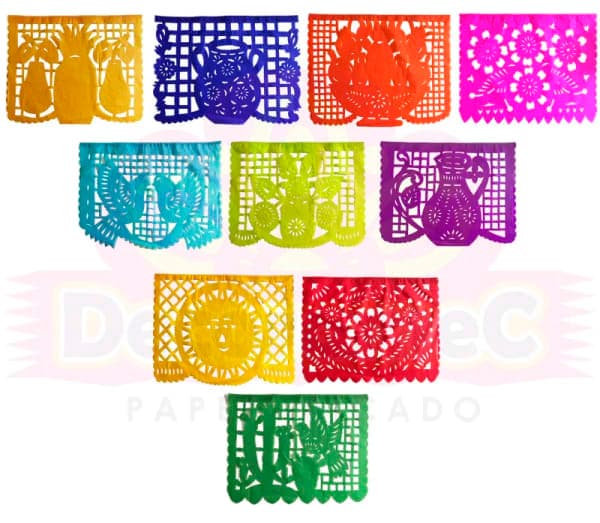 Papel Picado Enramada Tira Mexicana Artesanal | Hecha a Mano | Papel Picado DecorameC Huixcolotla Puebla Papel Picado Enramada Tira Mexicana Lista para Envio - Papel Picado Artesanal DecorameC