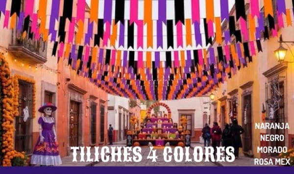 Tiliches 4 Colores - Día de Muertos (Plastico) | Papel Picado DecorameC Huixcolotla Puebla Tiliches 4 Colores - Día de Muertos (Plastico) - Diseño - Papel Picado Artesanal DecorameC