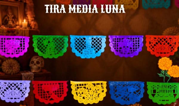 Tira Media Luna - Día de Muertos (Plastico) | Papel Picado DecorameC Huixcolotla Puebla Tira Media Luna - Día de Muertos (Plastico) - Diseño - Papel Picado Artesanal DecorameC