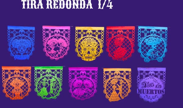Tira Redonda 1/4 - Día de Muertos (Papel China) | Papel Picado DecorameC Huixcolotla Puebla Tira Redonda 1/4 - Día de Muertos (Papel China) - Diseño - Papel Picado Artesanal DecorameC