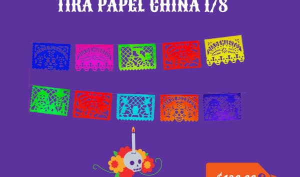 Tira Papel China 1/8 - Día de Muertos (Papel China) | Papel Picado DecorameC Huixcolotla Puebla Tira Papel China 1/8 - Día de Muertos (Papel China) - Diseño - Papel Picado Artesanal DecorameC