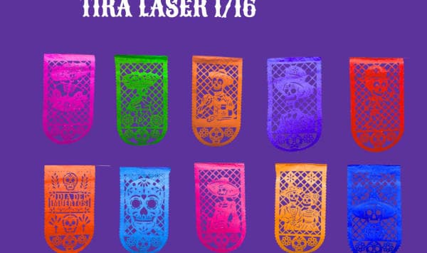 Tira Laser 1/16 - Día de Muertos (Papel China) | Papel Picado DecorameC Huixcolotla Puebla Tira Laser 1/16 - Día de Muertos (Papel China) - Diseño - Papel Picado Artesanal DecorameC