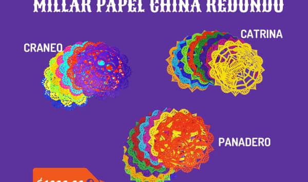 Millar Papel China Redondo - Día de Muertos (Papel China) | Papel Picado DecorameC Huixcolotla Puebla Millar Papel China Redondo - Día de Muertos (Papel China) - Diseño - Papel Picado Artesanal DecorameC