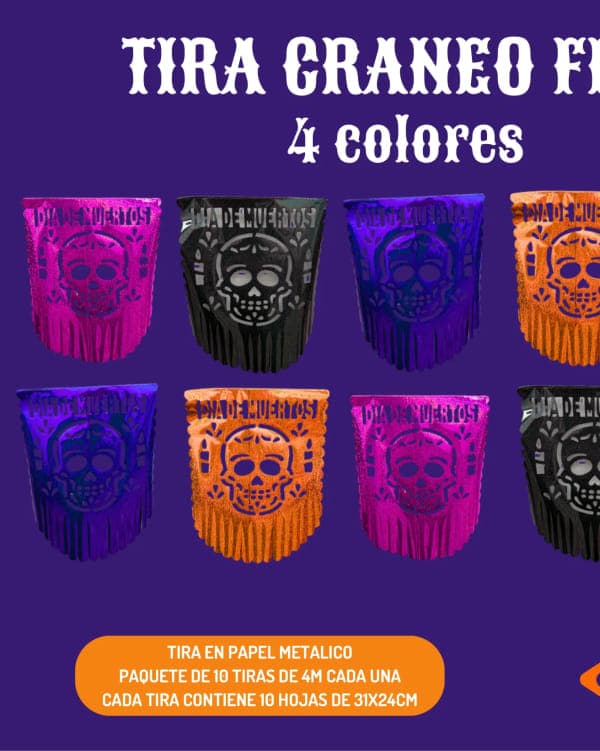 4 Colores - Día de Muertos (Papel Metalico) | Papel Picado DecorameC Huixcolotla Puebla 4 Colores - Día de Muertos (Papel Metalico) - Diseño - Papel Picado Artesanal DecorameC