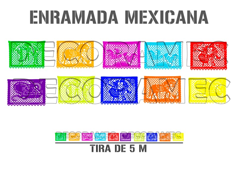 Enramada Fiesta Mexicana Papel Picado Multicolor DEOCORAMEC