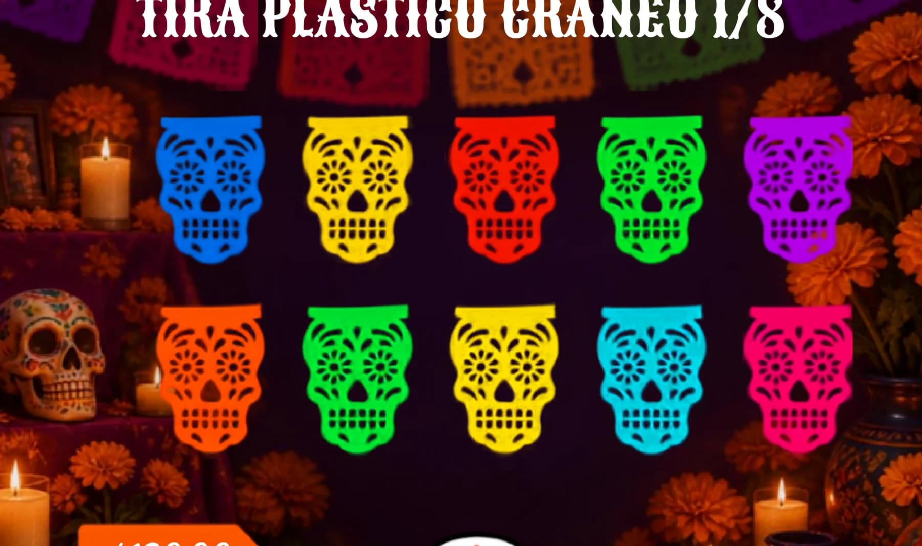 Tira Plastico Craneo 1/8 - Día de Muertos (Plastico) - Diseño