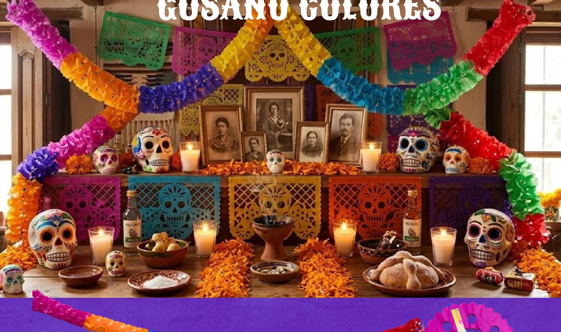 Gusano Colores - Día de Muertos (Papel China) - Diseño
