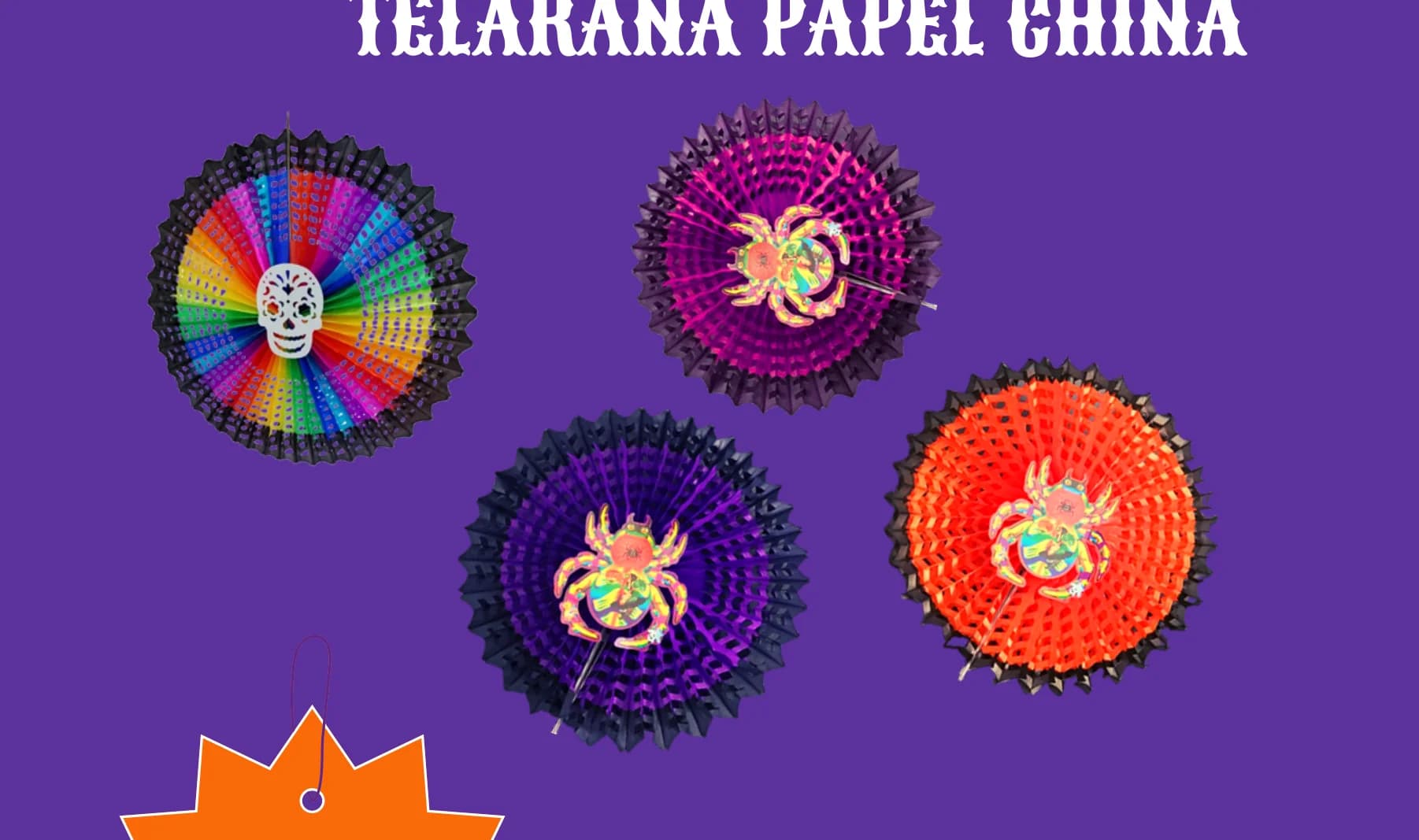 Telaraña Papel China - Día de Muertos (Papel China) - Fabricado en Huixcolotla Puebla por DecorameC Telaraña Papel China - Día de Muertos (Papel China) - Diseño - Papel Picado Auténtico DecorameC
