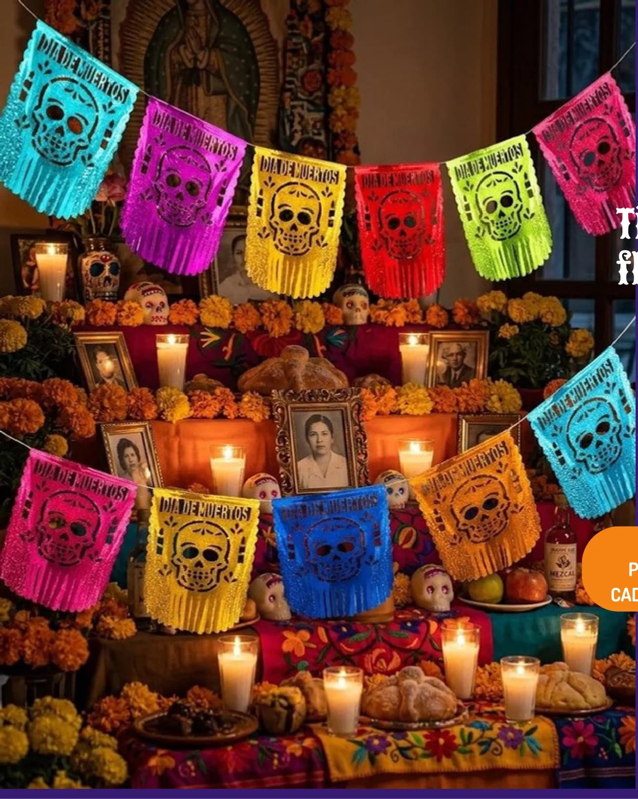 Tira Craneo - Día de Muertos (Papel Metalico) - Fabricado en Huixcolotla Puebla por DecorameC Tira Craneo - Día de Muertos (Papel Metalico) - Diseño - Papel Picado Auténtico DecorameC