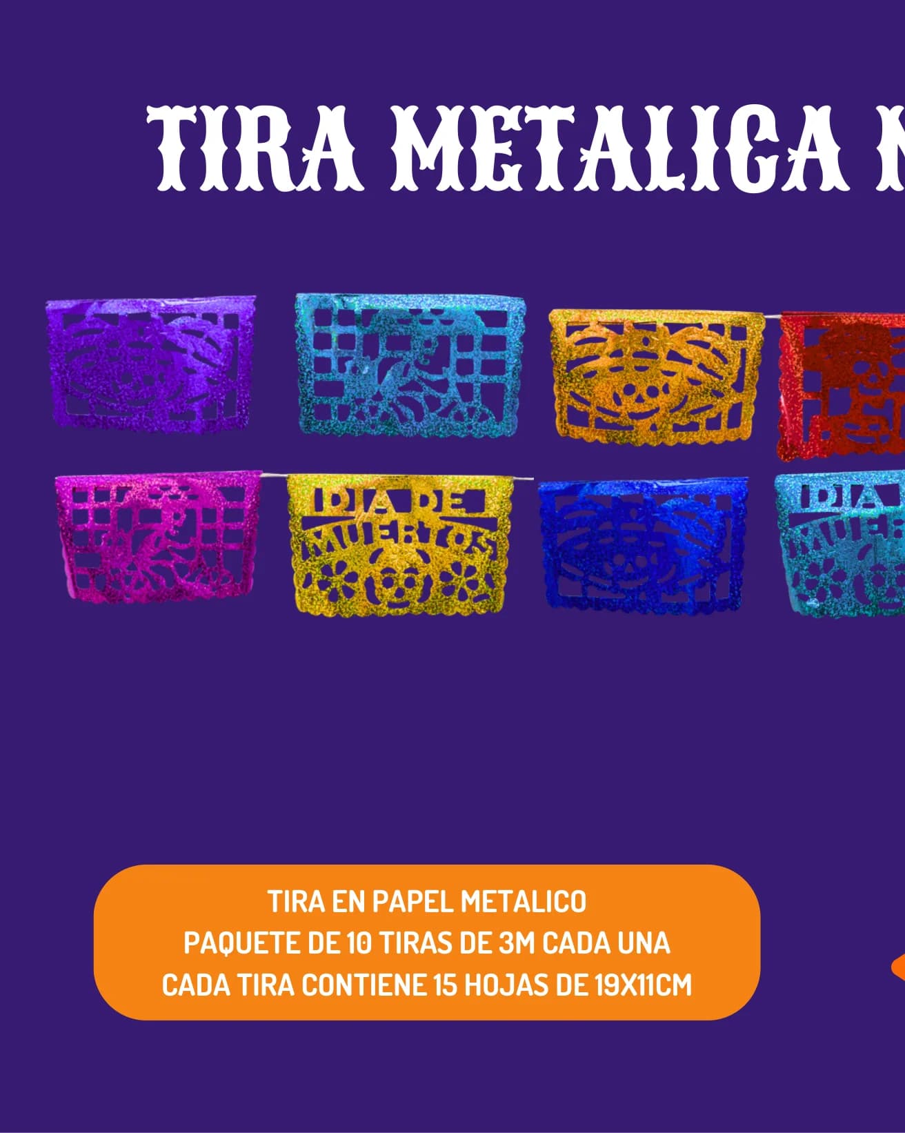 Tira Metalica Mini - Día de Muertos (Papel Metalico) - Diseño